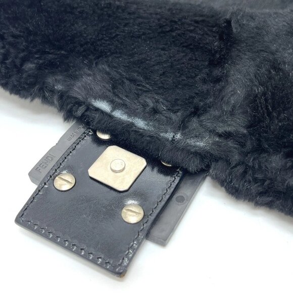 FENDI Mamma Baguette shoulder bags Hand Bag fur / Leather Black/SilverHardware - Picture 15 of 16